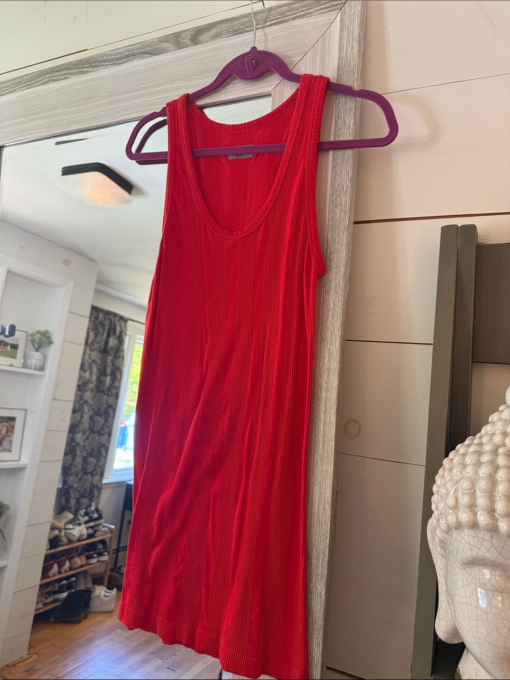 Athleta Red Ribbed Tank Mini Dress - Picture 2 of 6
